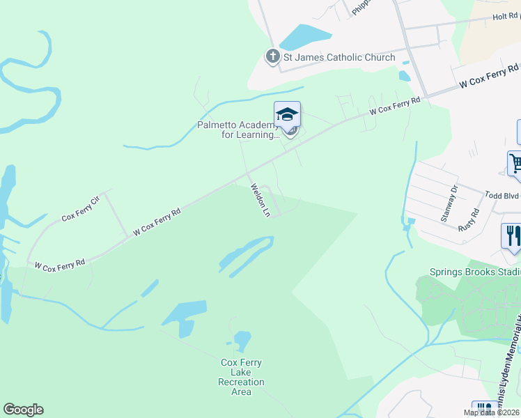 map of restaurants, bars, coffee shops, grocery stores, and more near 1200 Weldon Lane in Conway