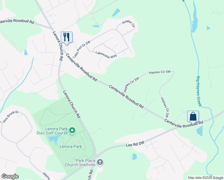 map of restaurants, bars, coffee shops, grocery stores, and more near 2908 Centerville Rosebud Road in Snellville