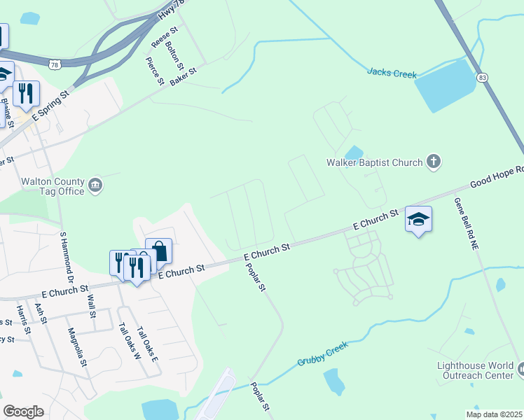 map of restaurants, bars, coffee shops, grocery stores, and more near 563 Meadows Farm Drive in Monroe