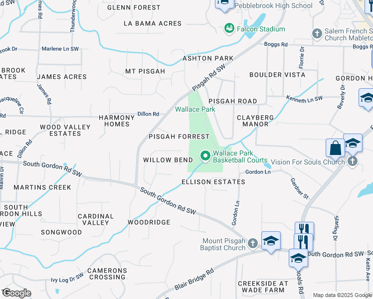 map of restaurants, bars, coffee shops, grocery stores, and more near 1000 Willow Crest Landing Southwest in Austell