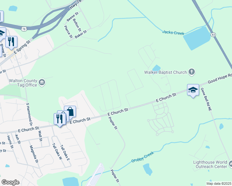 map of restaurants, bars, coffee shops, grocery stores, and more near 563 Meadows Farm Drive in Monroe