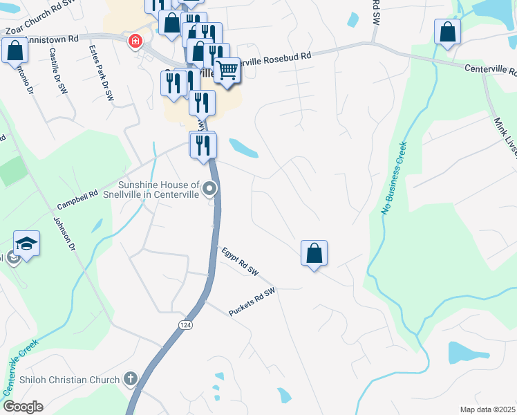 map of restaurants, bars, coffee shops, grocery stores, and more near 3740 Laurel Brook Way in Snellville