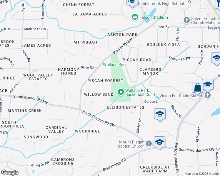 map of restaurants, bars, coffee shops, grocery stores, and more near 1000 Willow Crest Landing Southwest in Austell
