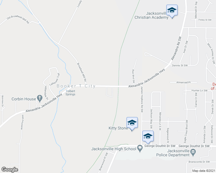 map of restaurants, bars, coffee shops, grocery stores, and more near 7030 Alexandria-Jacksonville Highway in Jacksonville