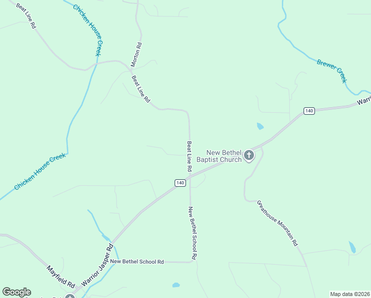 map of restaurants, bars, coffee shops, grocery stores, and more near 1438 Beat Line Road in Warrior