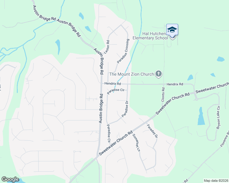 map of restaurants, bars, coffee shops, grocery stores, and more near 508 Paradise Circle in Douglasville