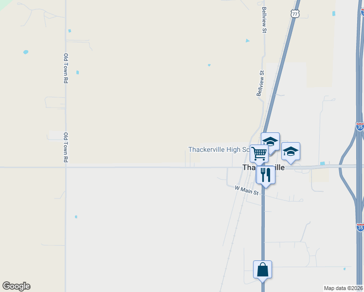 map of restaurants, bars, coffee shops, grocery stores, and more near 12424 Nashoba in Thackerville