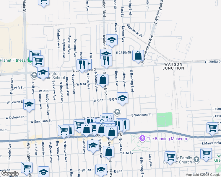 map of restaurants, bars, coffee shops, grocery stores, and more near 117 East Chandler Street in Los Angeles