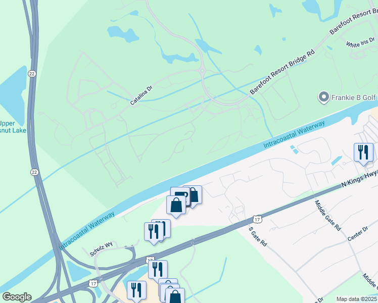 map of restaurants, bars, coffee shops, grocery stores, and more near 5801-1 Oyster Catcher Drive in North Myrtle Beach