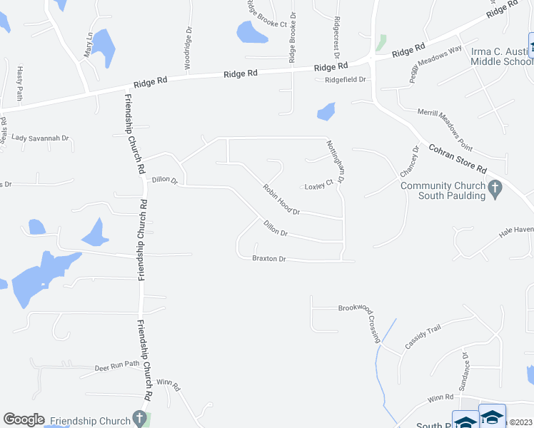 map of restaurants, bars, coffee shops, grocery stores, and more near 441 Dillon Drive in Douglasville