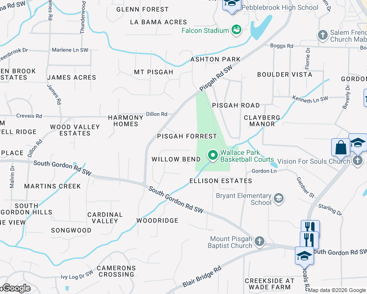 map of restaurants, bars, coffee shops, grocery stores, and more near 1011 Willow Crest Landing Southwest in Austell