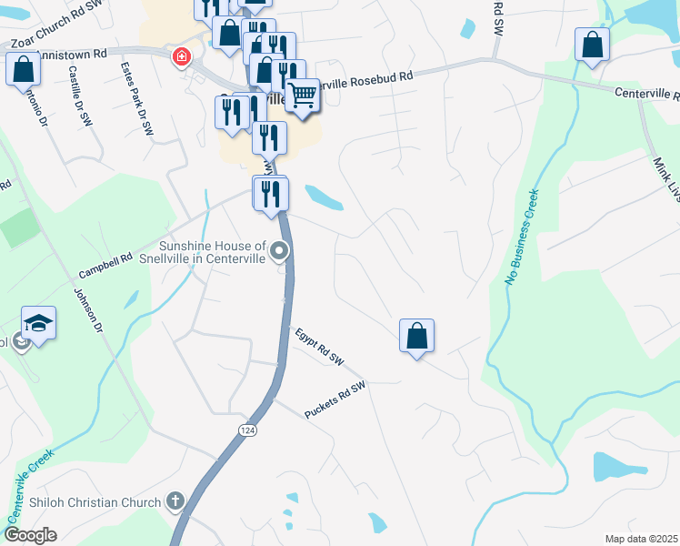 map of restaurants, bars, coffee shops, grocery stores, and more near 3740 Laurel Brook Way in Snellville