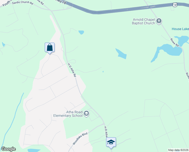 map of restaurants, bars, coffee shops, grocery stores, and more near 600 H D Atha Road in Monroe