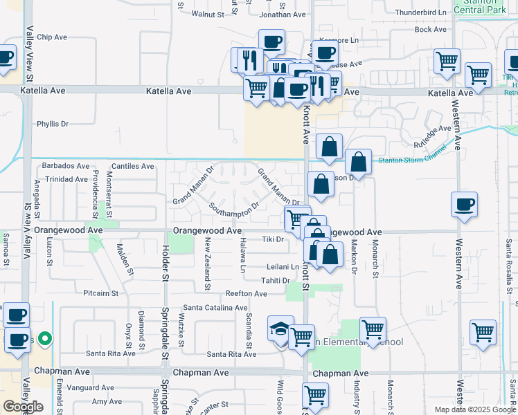 map of restaurants, bars, coffee shops, grocery stores, and more near 6800 Southampton Drive in Cypress