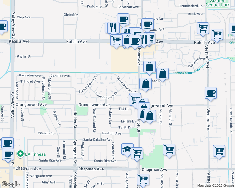 map of restaurants, bars, coffee shops, grocery stores, and more near 6800 Southampton Drive in Cypress