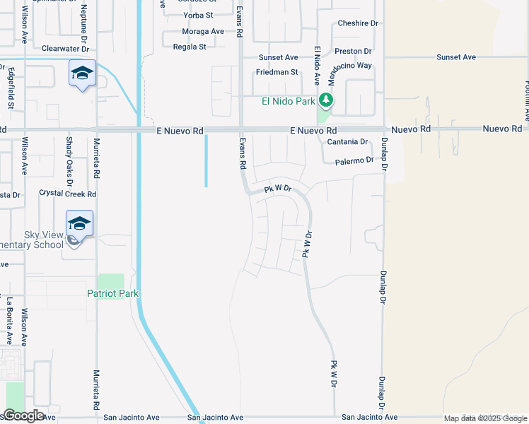 map of restaurants, bars, coffee shops, grocery stores, and more near 1231 Trojan Circle in Perris