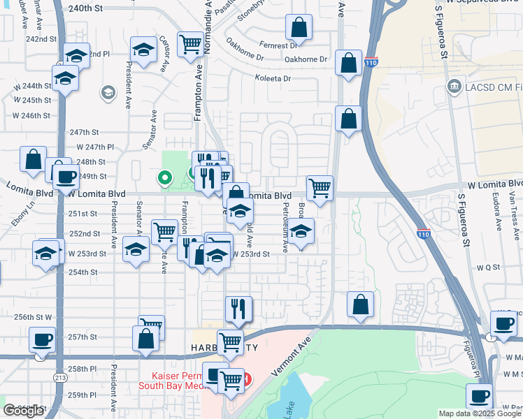 map of restaurants, bars, coffee shops, grocery stores, and more near in Los Angeles County