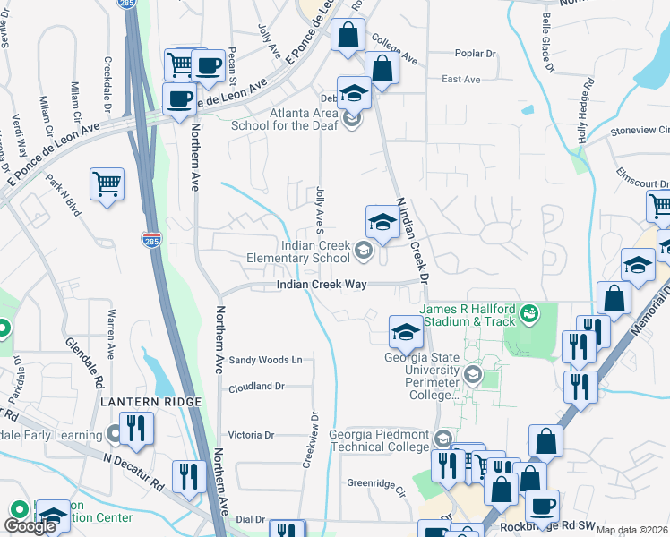 map of restaurants, bars, coffee shops, grocery stores, and more near 681 Waverly Place in Clarkston