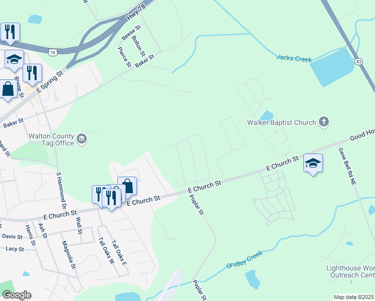 map of restaurants, bars, coffee shops, grocery stores, and more near 709 Woody Drive in Monroe