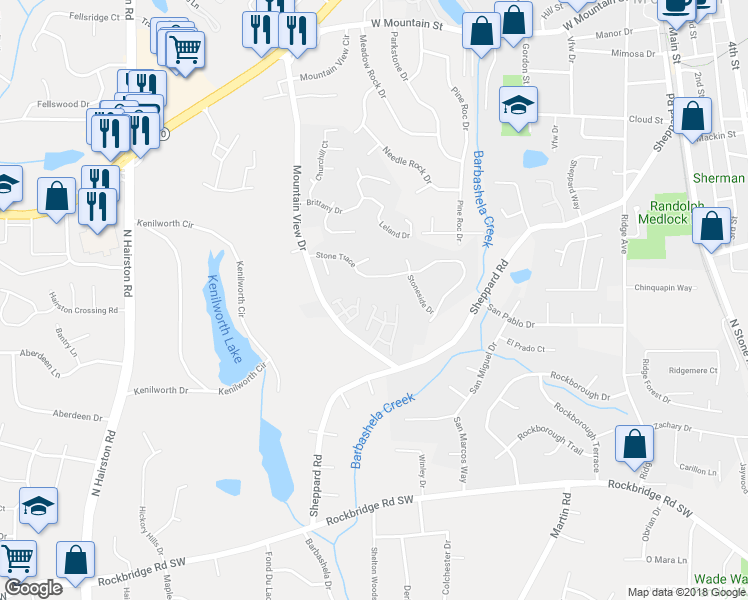 map of restaurants, bars, coffee shops, grocery stores, and more near 638 Garden Walk Drive in Stone Mountain