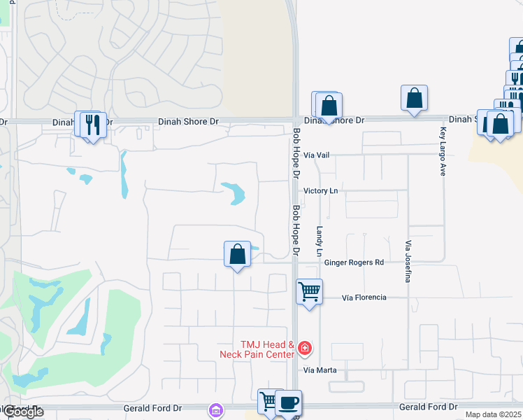 map of restaurants, bars, coffee shops, grocery stores, and more near 22 Oak Tree Drive in Rancho Mirage