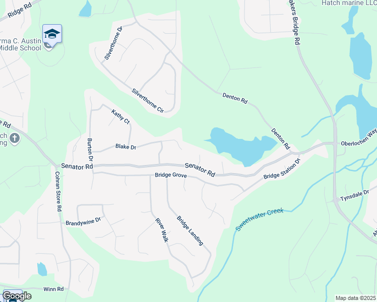 map of restaurants, bars, coffee shops, grocery stores, and more near 505 Blake Drive in Douglasville