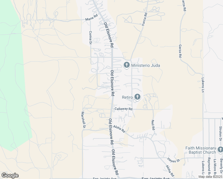 map of restaurants, bars, coffee shops, grocery stores, and more near 22285 Old Elsinore Road in Perris