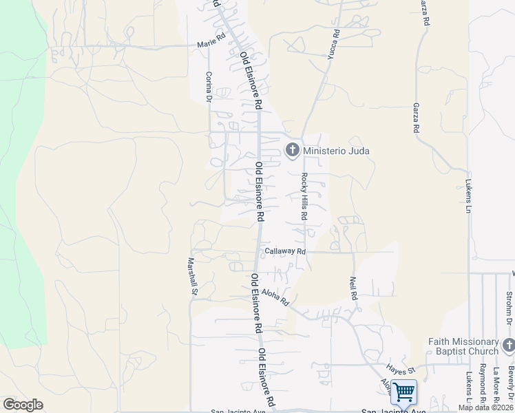 map of restaurants, bars, coffee shops, grocery stores, and more near 22275 Old Elsinore Road in Perris