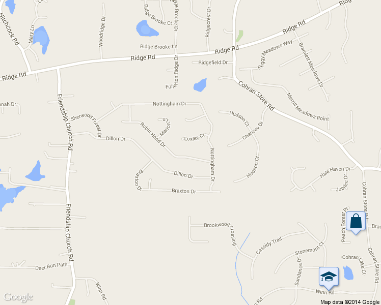 map of restaurants, bars, coffee shops, grocery stores, and more near 217 Robin Hood Drive in Douglasville