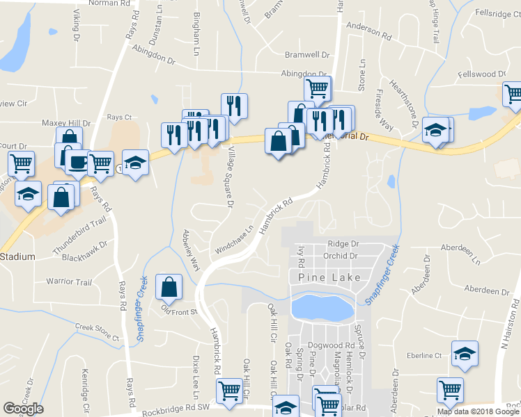 map of restaurants, bars, coffee shops, grocery stores, and more near 699 Windchase Lane in Stone Mountain