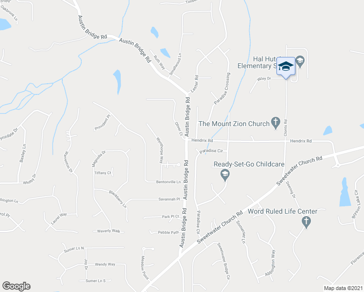 map of restaurants, bars, coffee shops, grocery stores, and more near 7 Oliver Court in Douglasville