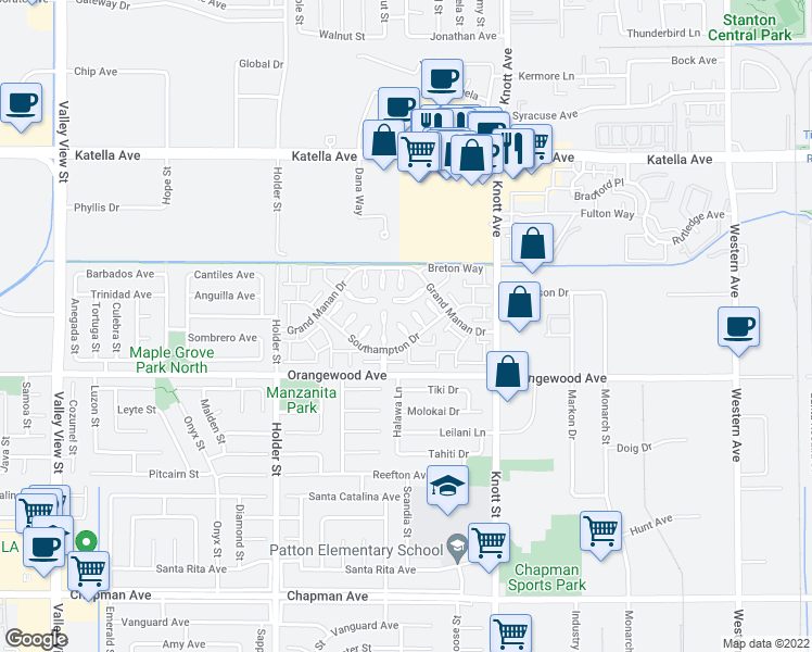 map of restaurants, bars, coffee shops, grocery stores, and more near 11382 Nantucket Court in Cypress