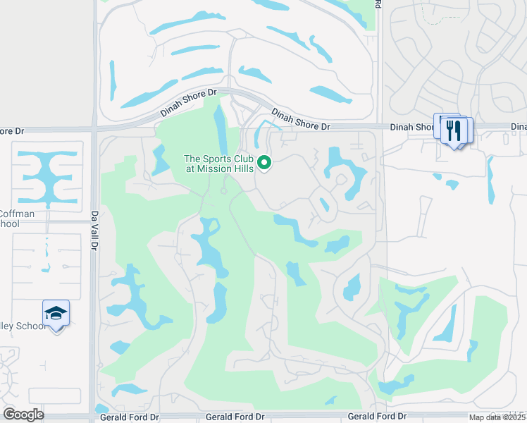 map of restaurants, bars, coffee shops, grocery stores, and more near 107 Racquet Club Drive South in Rancho Mirage