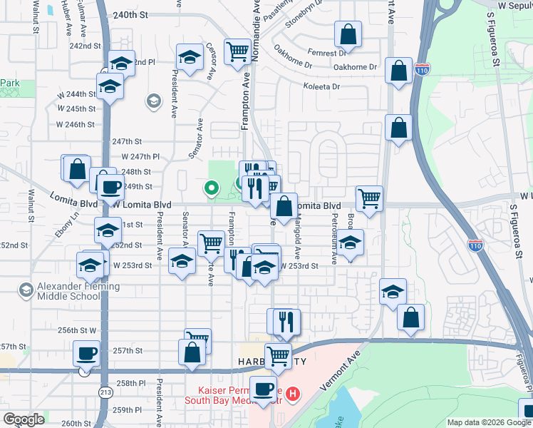 map of restaurants, bars, coffee shops, grocery stores, and more near 1206-2 Normandie Avenue in Los Angeles