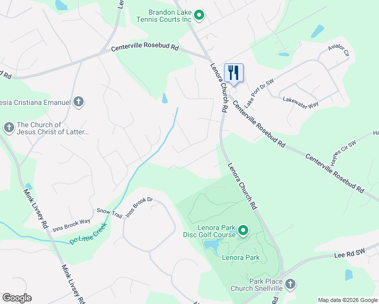 map of restaurants, bars, coffee shops, grocery stores, and more near 3094 Manorside Way Southwest in Snellville