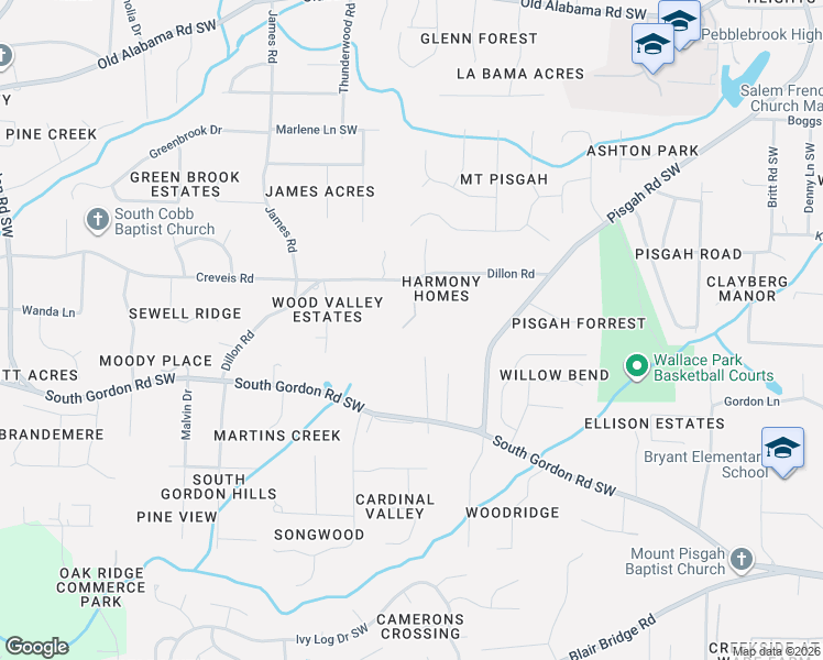 map of restaurants, bars, coffee shops, grocery stores, and more near 1275 Dillon Road in Austell
