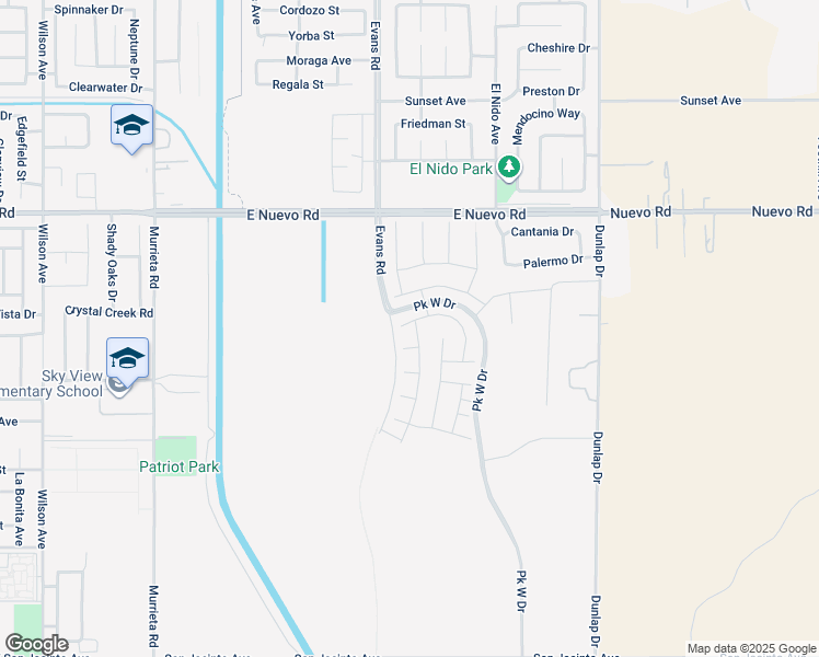 map of restaurants, bars, coffee shops, grocery stores, and more near 1223 Trojan Circle in Perris