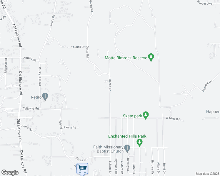 map of restaurants, bars, coffee shops, grocery stores, and more near Lukens Lane in Perris