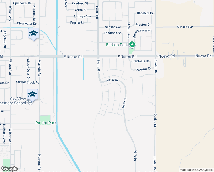 map of restaurants, bars, coffee shops, grocery stores, and more near 1231 Trojan Circle in Perris