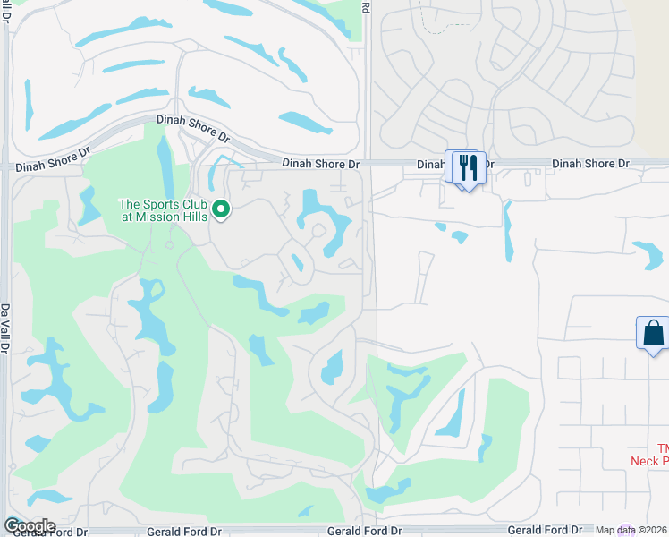map of restaurants, bars, coffee shops, grocery stores, and more near 22 Wimbledon Drive in Rancho Mirage
