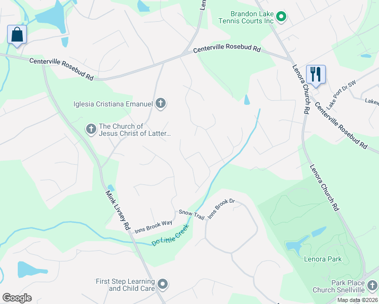 map of restaurants, bars, coffee shops, grocery stores, and more near 3300 Fall Circle in Snellville