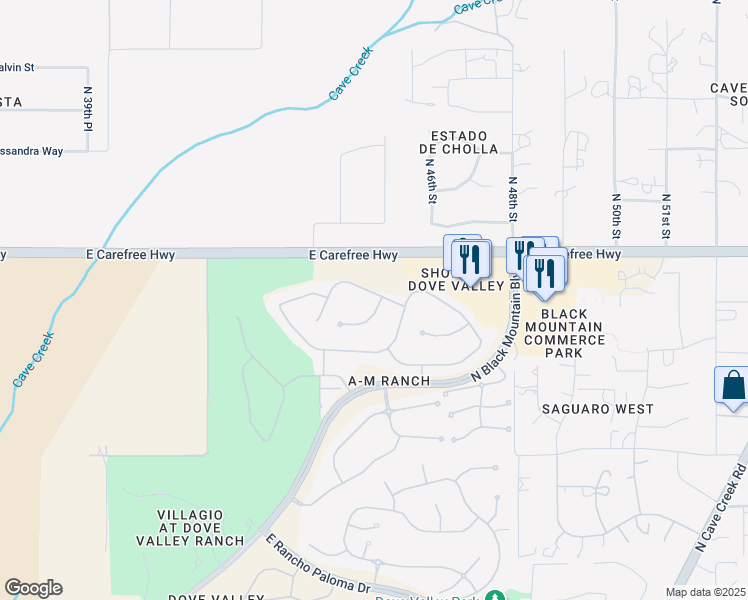 map of restaurants, bars, coffee shops, grocery stores, and more near 4514 East Night Owl Lane in Cave Creek