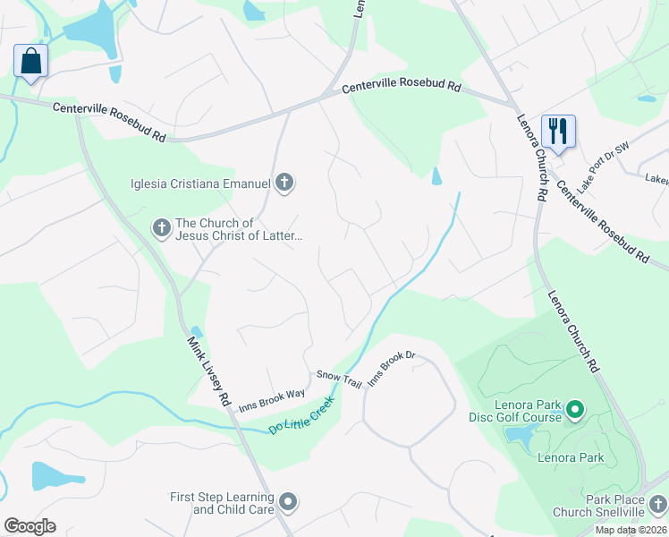 map of restaurants, bars, coffee shops, grocery stores, and more near 3300 Fall Circle in Snellville