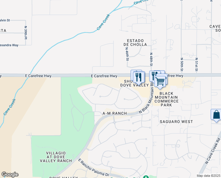 map of restaurants, bars, coffee shops, grocery stores, and more near 4514 East Night Owl Lane in Cave Creek