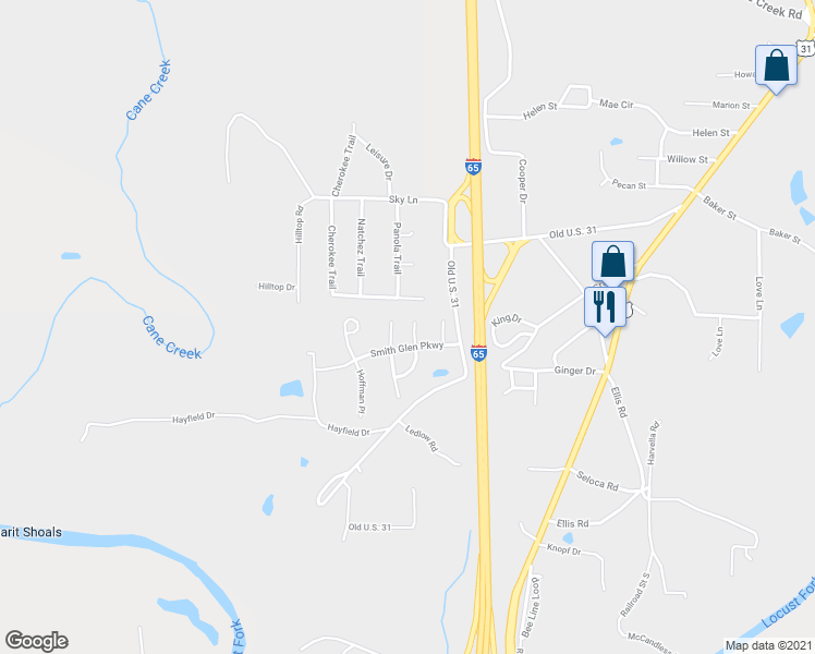 map of restaurants, bars, coffee shops, grocery stores, and more near 9200 Rookwood Place in Warrior