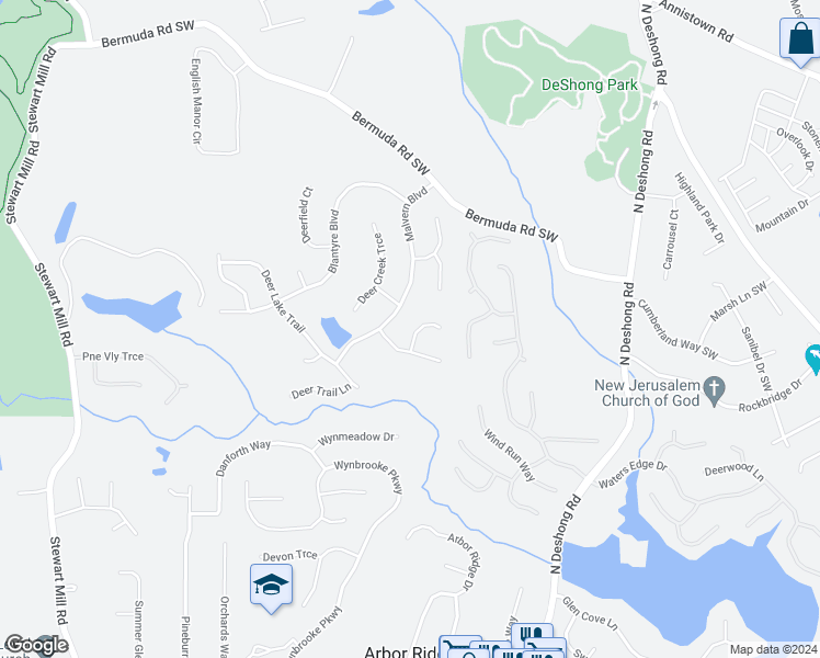 map of restaurants, bars, coffee shops, grocery stores, and more near 709 Eastwood Rise in Stone Mountain