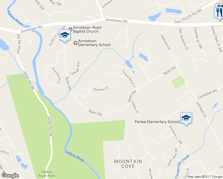 map of restaurants, bars, coffee shops, grocery stores, and more near 4524 Shumart Drive in Snellville