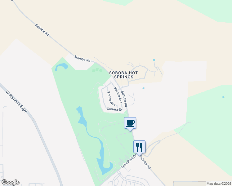 map of restaurants, bars, coffee shops, grocery stores, and more near 878 Verona Avenue in San Jacinto