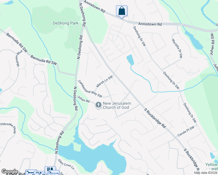 map of restaurants, bars, coffee shops, grocery stores, and more near 3018 Sanibel Drive Southwest in Stone Mountain
