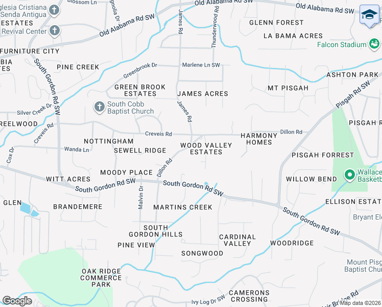 map of restaurants, bars, coffee shops, grocery stores, and more near 1411 Dillon Road in Austell